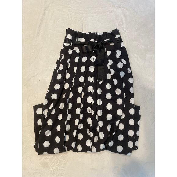 GRACIA Women's Fabulous A-line Full Skirt Medium Black/White Polka Dot NWT - Picture 3 of 7